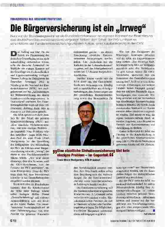 Vorschauseite 1: Die Bürgerversicherung ist ein „Irrweg