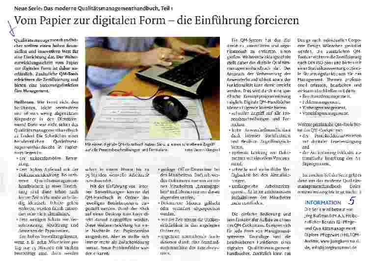 Vorschauseite 1: Neue Serie: Das moderne Qualitätsmanagementhandbuch, Teil 1 Vom Papier zur digitalen Form - die Einführung forcieren