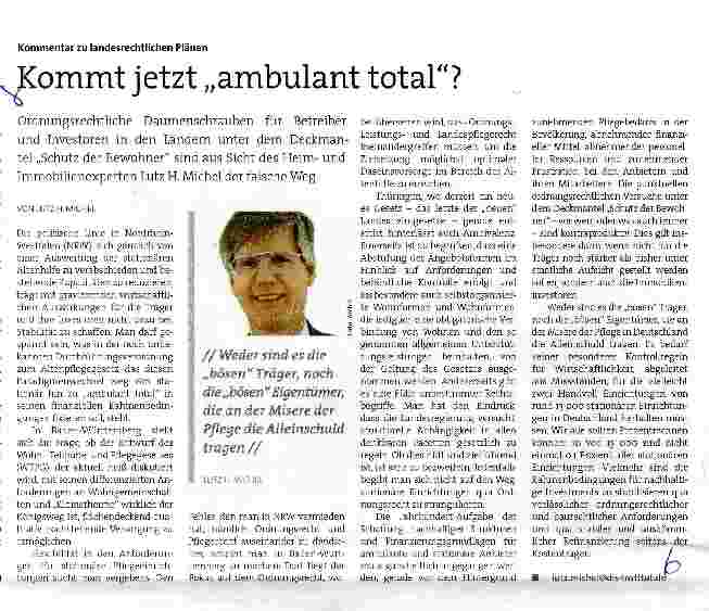 Vorschauseite 1: Kommt jetzt „ambulant total?