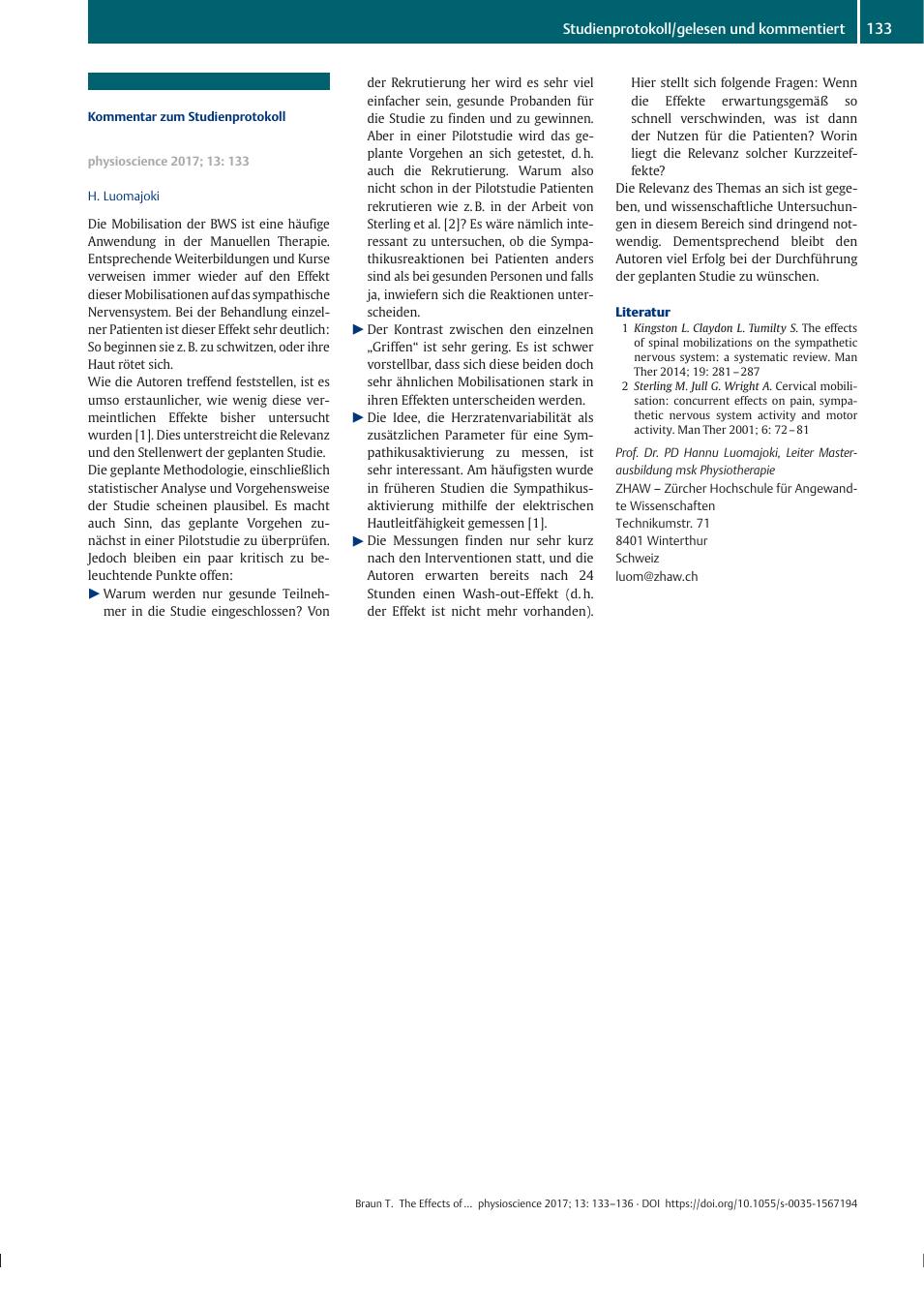 Vorschauseite 1: Kommentar zum Studienprotokoll