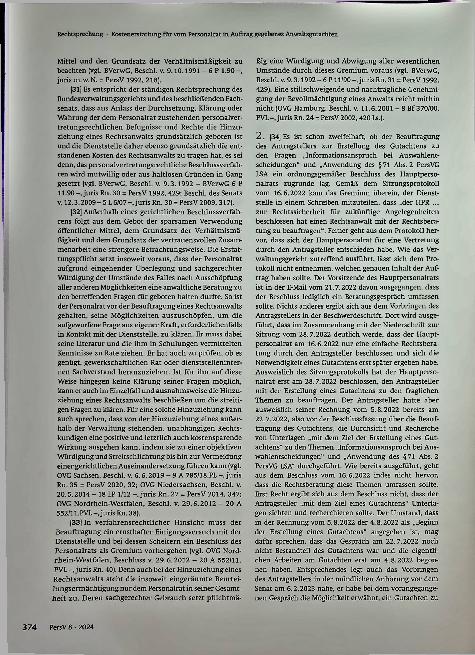 Vorschauseite 4: Zum Personalvertretungsrecht Kostenerstattung für vom Personalrat in Auftrag gegebenes Anwaltsgutachten.
