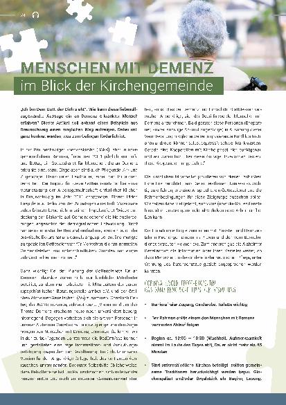 Vorschauseite 1: Menschen mit Demenz im Blick der Kirchengemeinde