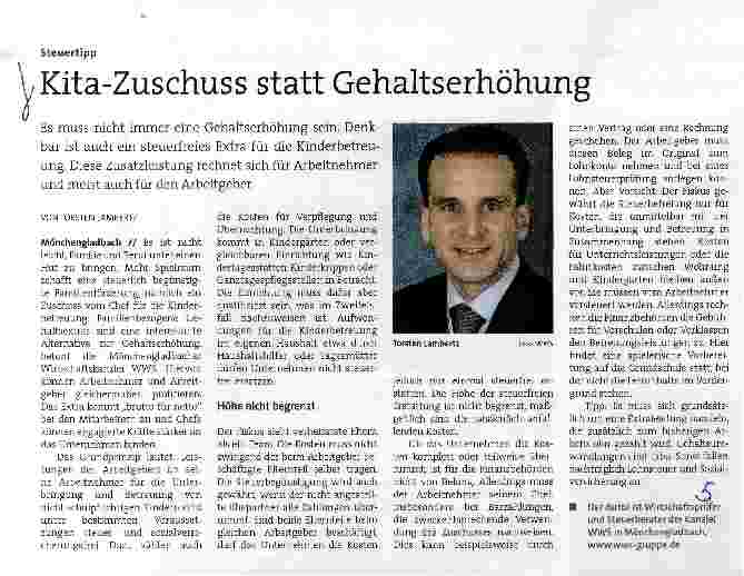 Vorschauseite 1: Kita-Zuschuss statt Gehaltserhöhung
