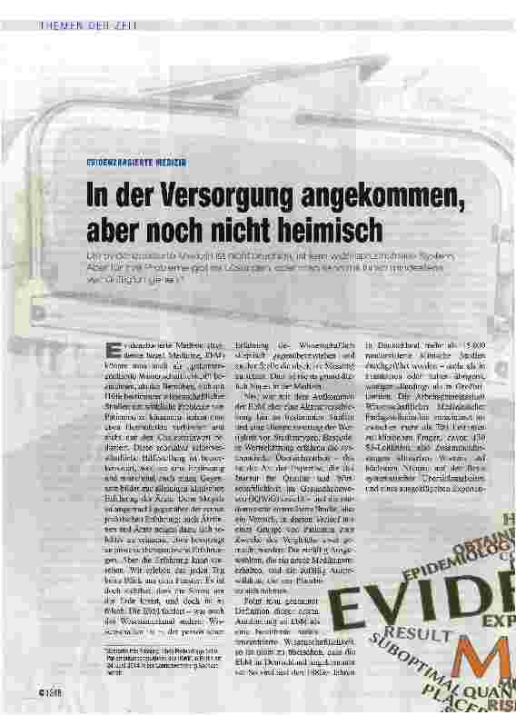 Vorschauseite 1: In der Versorgung angekommen, aber noch nicht heimisch