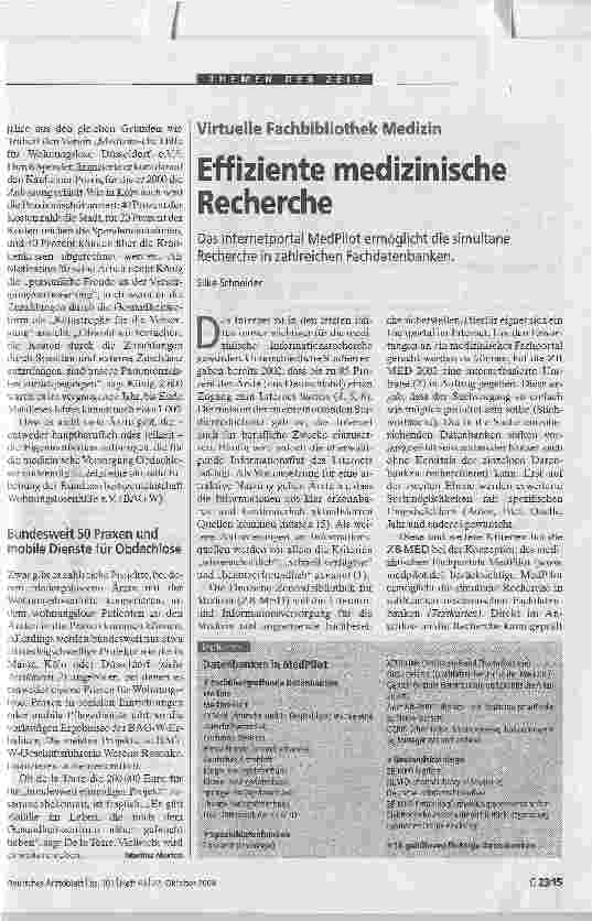 Vorschauseite 3: Medizinische Versorgung ObdachloserOhne Netzwerk unmöglich