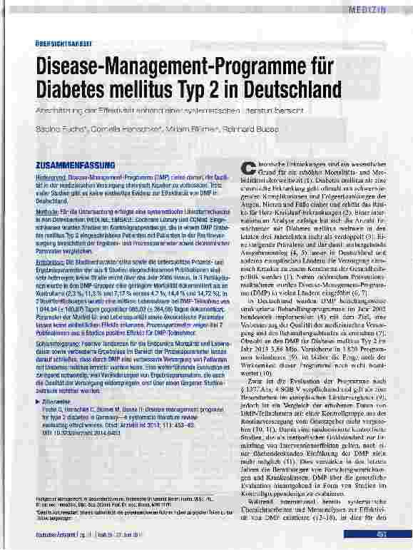 Vorschauseite 1: Disease-Management-Programmefür Diabetes mellitus Typ 2 in Deutschland