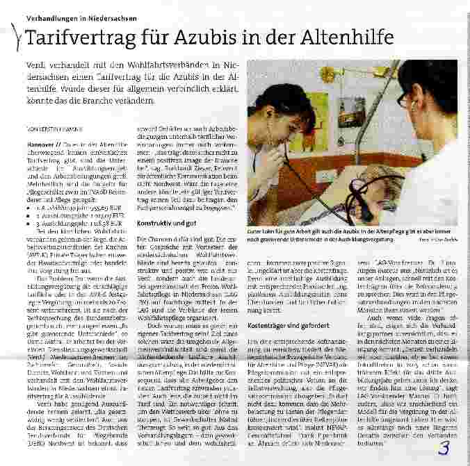 Vorschauseite 1: Tarifvertrag für Azubis in der Altenhilfe