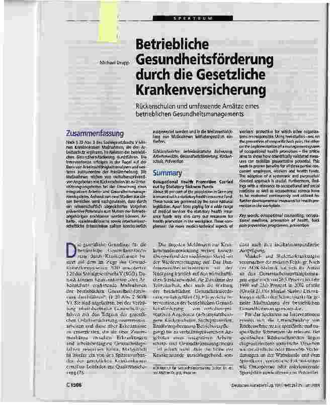 Vorschauseite 1: Betriebliche Gesundheitsförderung durch die Gesetzliche Krankenversicherung