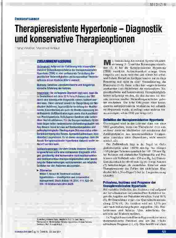 Vorschauseite 1: Therapieresistente Hypertonie - Diagnostik und konservative Therapieoptionen