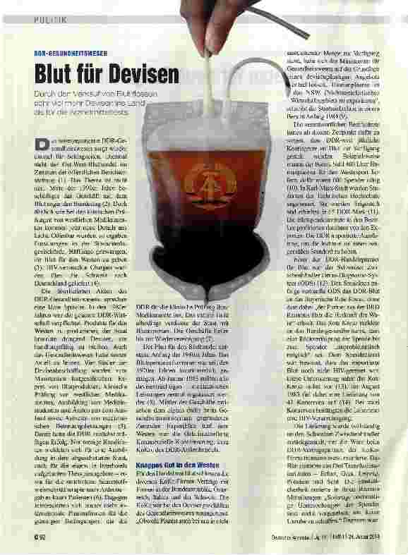 Vorschauseite 1: Blut für Devisen