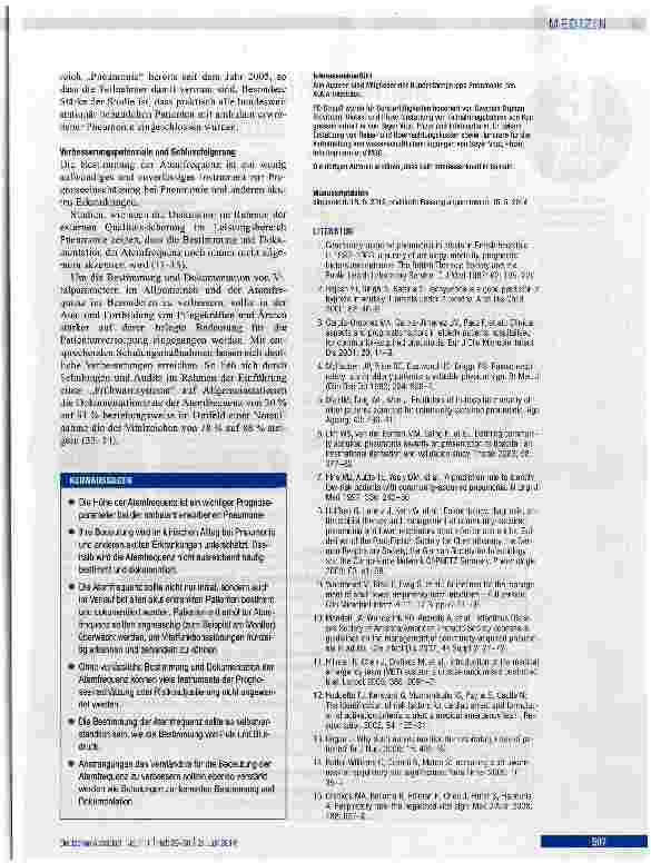 Vorschauseite 5: Prognostische Bedeutung der Atemfrequenz bei Pneumonie-Patienten
