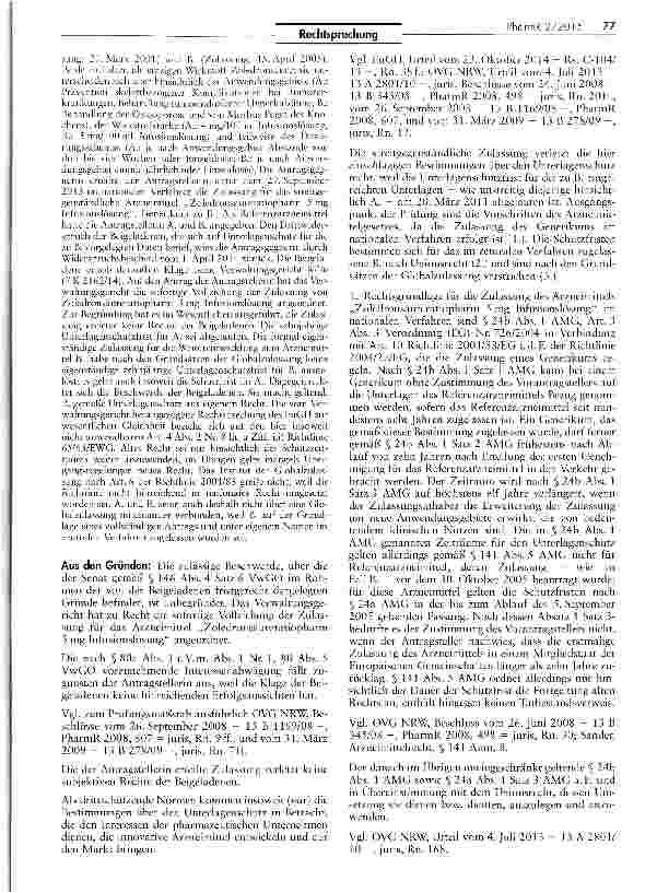 Vorschauseite 2: Zulassung eines Generikums im nationalen Verfahren VO (EG) Nr. 726/2004 Art. 3 III; RL 2001/83/EG Art. 6 I UAbs. 2; AMG § 26b I; VO (EG) Nr. 726/ 2004 Art. 14 XI