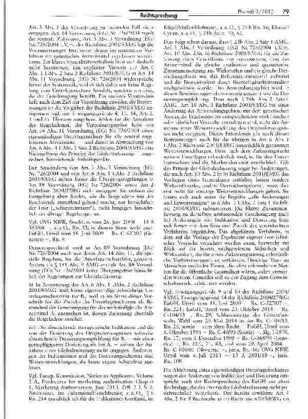 Vorschauseite 4: Zulassung eines Generikums im nationalen Verfahren VO (EG) Nr. 726/2004 Art. 3 III; RL 2001/83/EG Art. 6 I UAbs. 2; AMG § 26b I; VO (EG) Nr. 726/ 2004 Art. 14 XI
