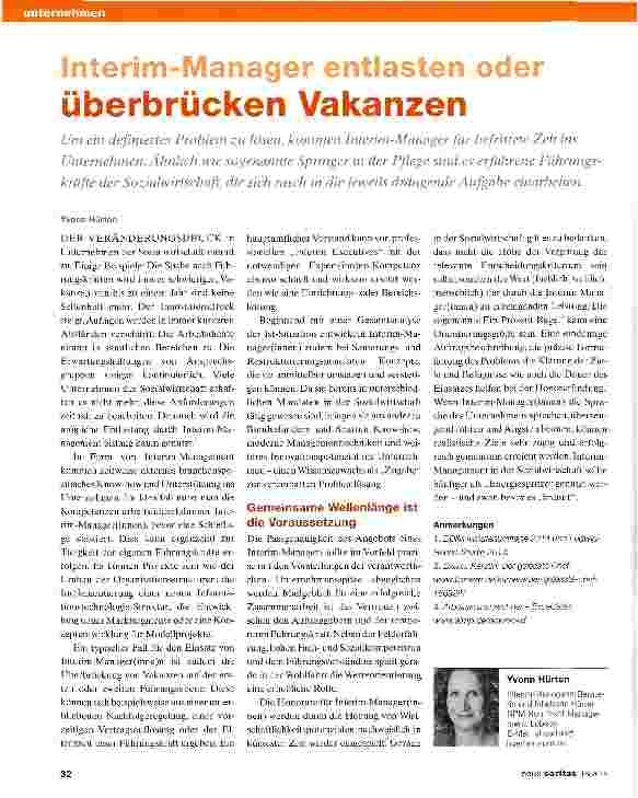 Vorschauseite 1: Interim-Manager entlasten oder überbrücken Vakanzen