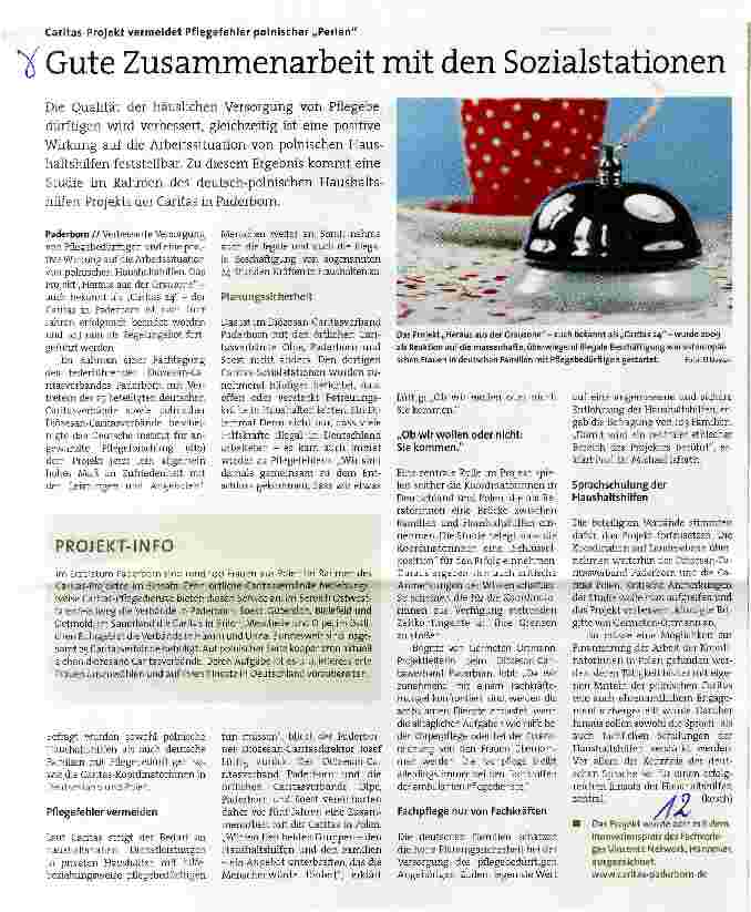 Vorschauseite 1: Gute Zusammenarbeit mit den Sozialstationen
