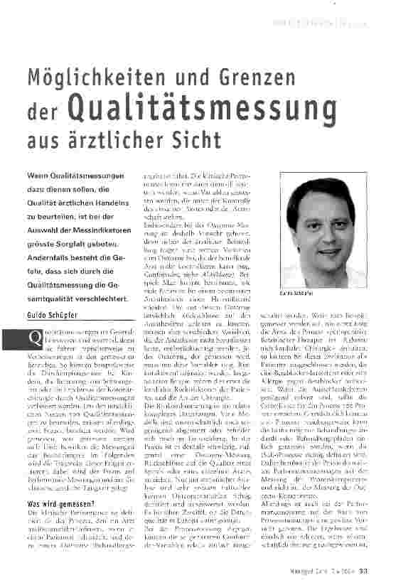 Vorschauseite 1: Möglichkeiten und Grenzen der Qualitätsmessung aus ärztlicher Sicht