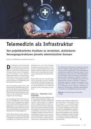 Vorschauseite 1: Telemedizin als Infrastruktur. Von projektbasierten Ansätzen zu vernetzten, skalierbaren Versorgungsstrukturen jenseits administrativer Grenzen