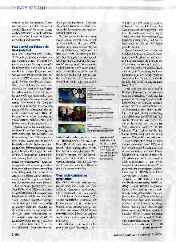 Vorschauseite 2: Klinik-Check auch im TV