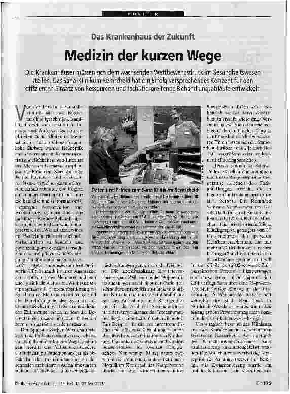 Vorschauseite 1: Das Krankenhaus der Zukunft Medizin der kurzen Wege