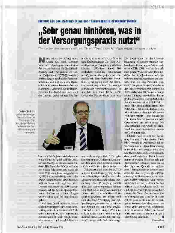 Vorschauseite 1: Sehr genau hinhören, was in der Versorgungspraxis nutzt