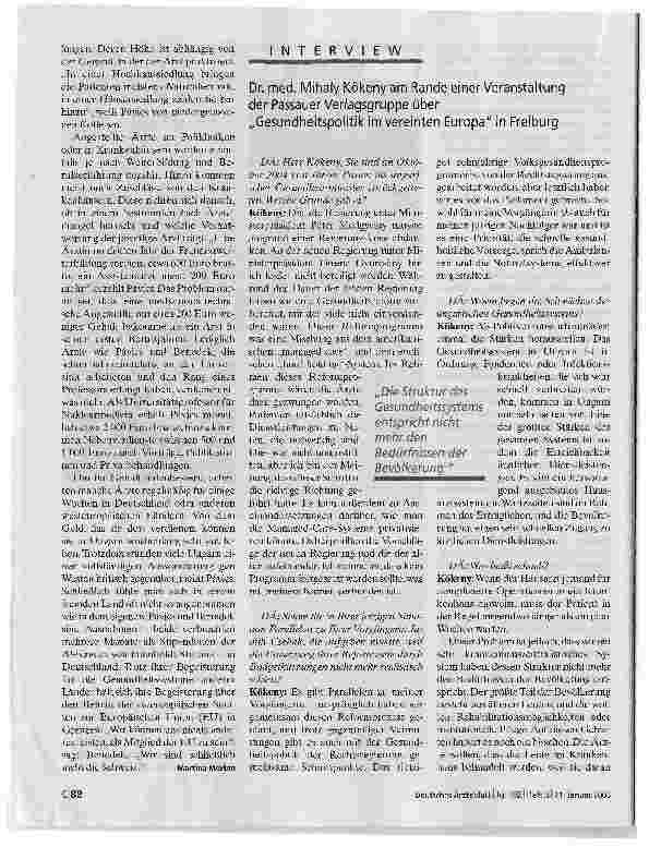 Vorschauseite 3: Neue Ufer, altes DenkenGesundheitssysteme Osteuropas (Teil 2); Ungarn