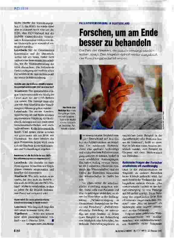 Vorschauseite 1: Forschen, um am Ende besser zu behandeln