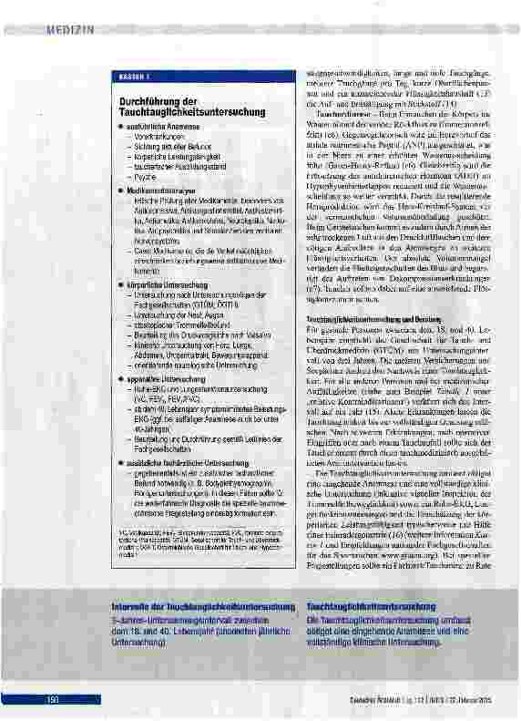 Vorschauseite 4: Tauchmedizinische Sprechstunde
