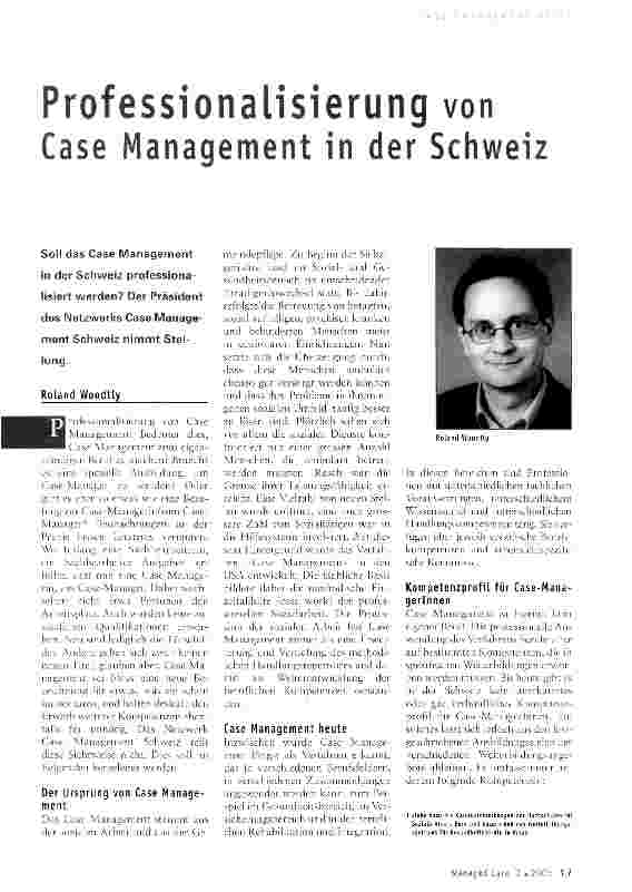 Vorschauseite 1: Professionalisierung vonCase Management in der Schweiz