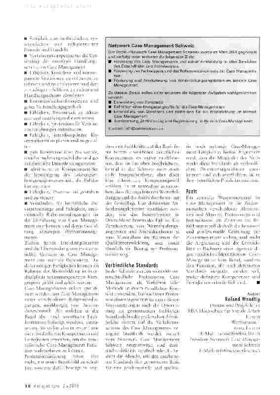 Vorschauseite 2: Professionalisierung vonCase Management in der Schweiz