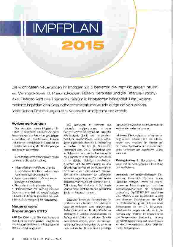 Vorschauseite 1: Impfplan 2015