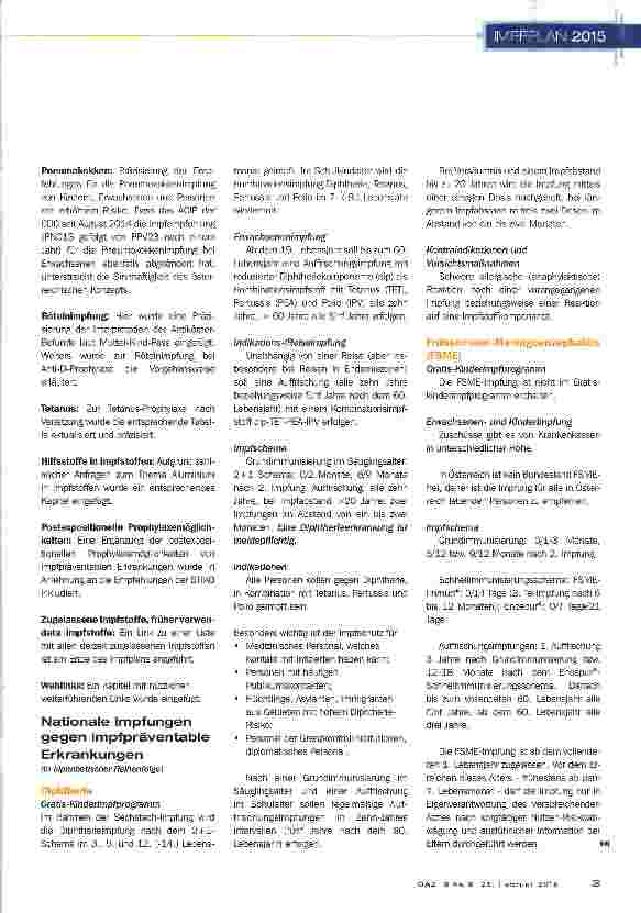 Vorschauseite 2: Impfplan 2015