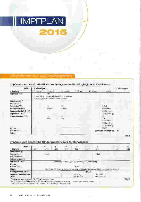Vorschauseite 3: Impfplan 2015