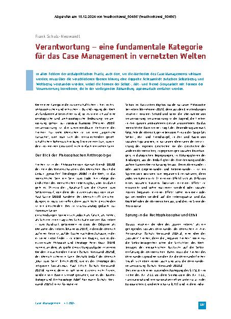 Vorschauseite 1: Verantwortung – eine fundamentale Kategorie für das Case Management in vernetzten Welten