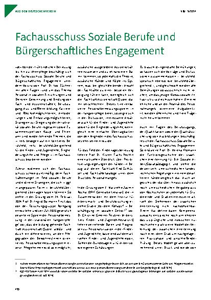 Vorschauseite 1: Fachausschuss Soziale Berufe und Bürgerschaftliches Engagement