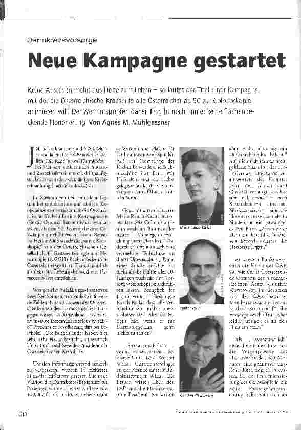 Vorschauseite 1: Darmkrebsvorsorge - Neue Kampagne gestartet