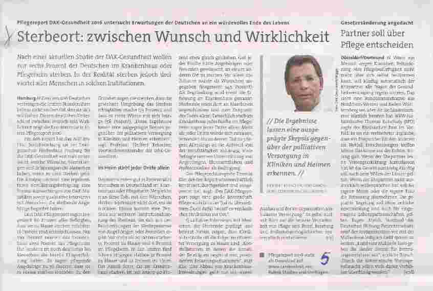 Vorschauseite 1: Sterbeort: zwischen Wunsch und Wirklichkeit