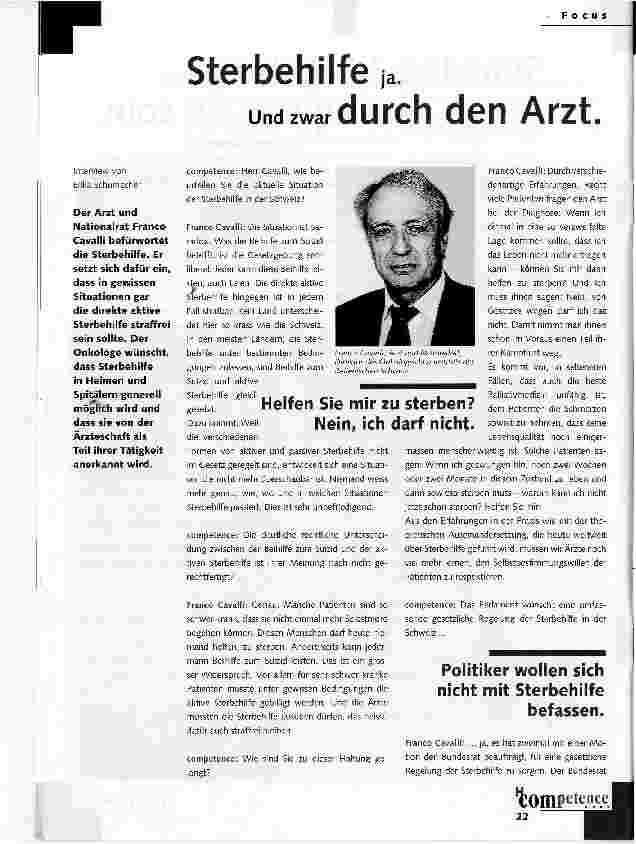 Vorschauseite 1: Sterbehilfe ja und zwar durch den Arzt