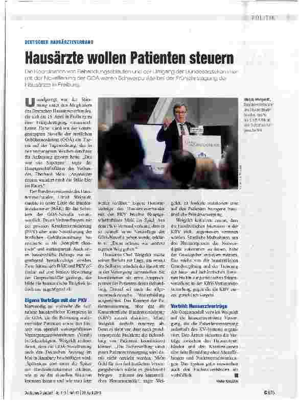 Vorschauseite 1: Hausarzte wollen Patienten steuern