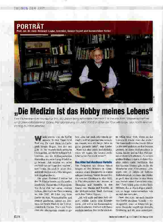 Vorschauseite 1: Die Medizin ist das Hobby meines Lebens