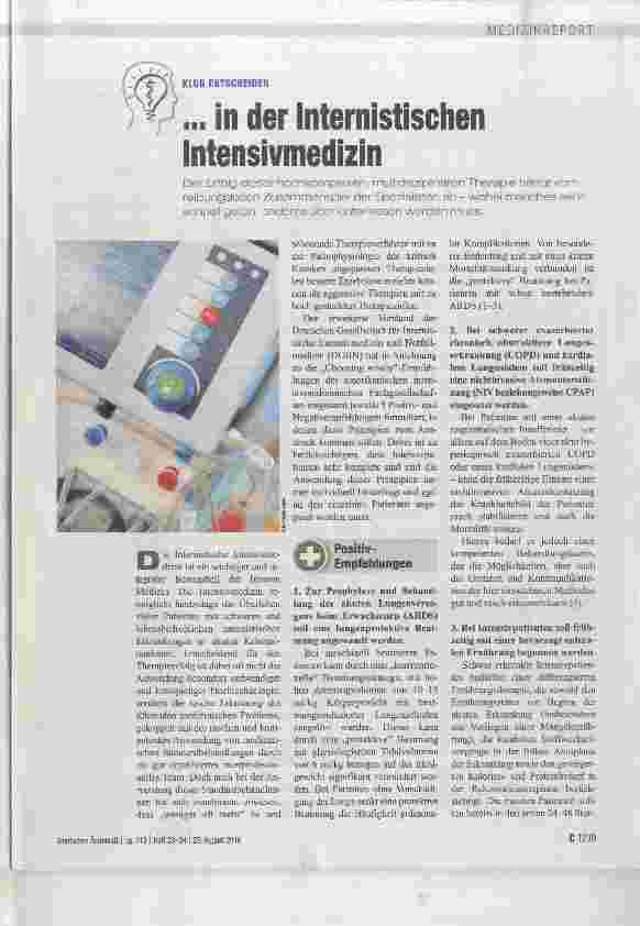 Vorschauseite 1: . .. in der Internistischen Intensivmedizin