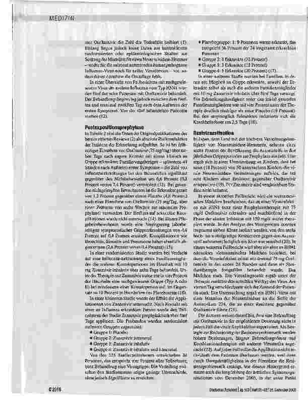 Vorschauseite 5: Stellenwert von Neuraminidase-Hemmern in der Prophylaxe und Therapie der Influenza