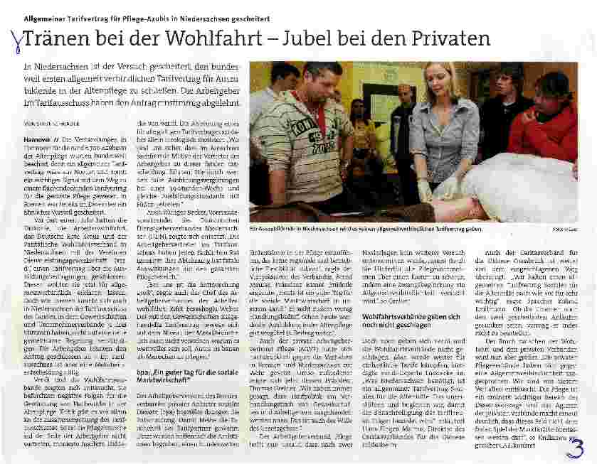 Vorschauseite 1: Tränen bei der Wohlfahrt - Jubel bei den Privaten