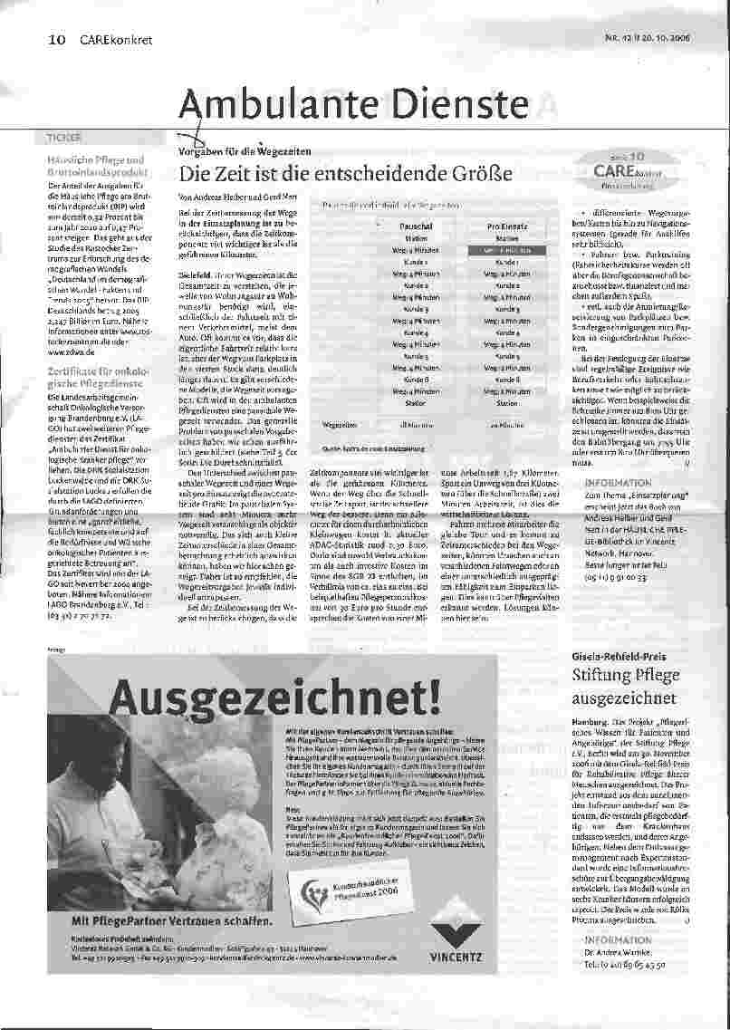 Vorschauseite 1: Vorgaben für die Wegezeiten - Die Zeit ist die entscheidende Größe