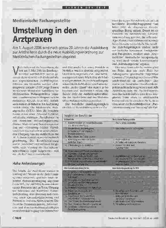 Vorschauseite 1: Medizinische Fachangestellte - Umstellung in den Arztpraxen