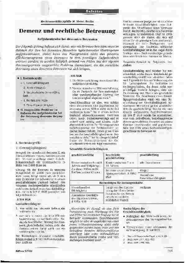 Vorschauseite 1: Demenz und rechtliche Betreuung