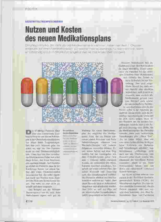 Vorschauseite 1: Nutzen und Kosten des neuen Medikationsplans