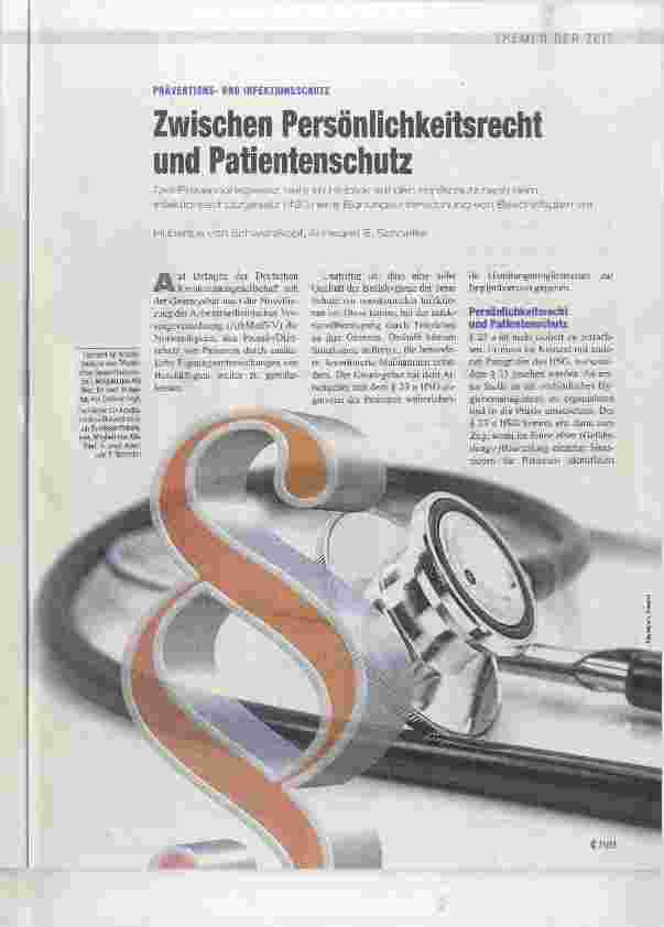 Vorschauseite 1: Zwischen Persönlichkeitsrecht und Patientenschutz