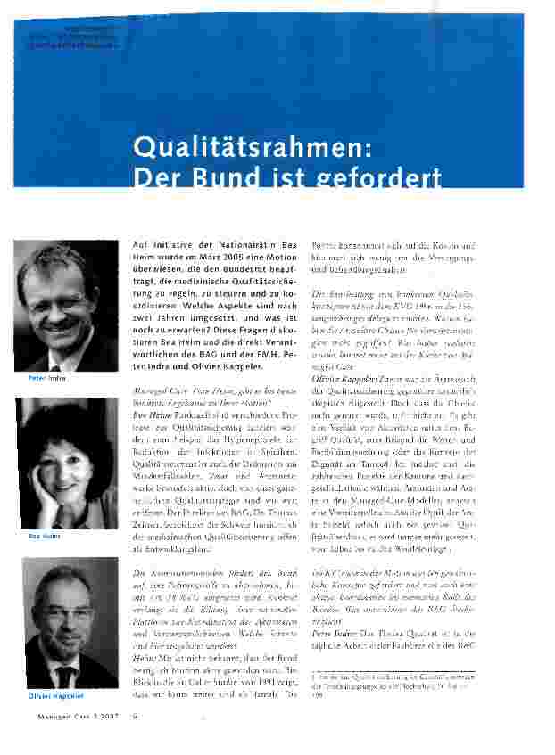 Vorschauseite 1: Qualitätsrahmen: Der Bund ist gefordert