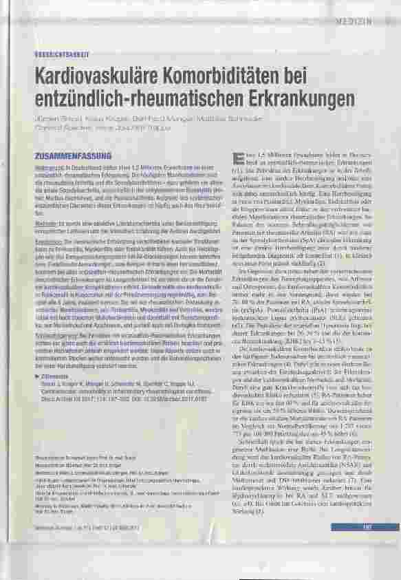 Vorschauseite 1: Kardiovaskuläre Komorbiditäten bei entzündlich-rheumatischen Erkrankungen
