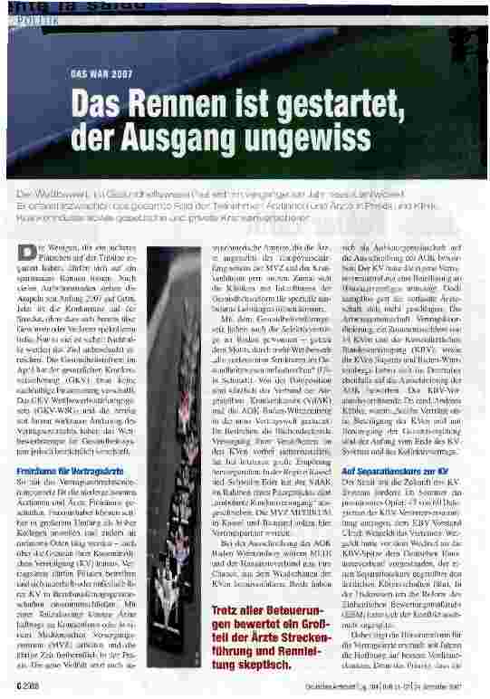 Vorschauseite 1: Das Rennen ist gestartet, der Ausgang ungewiss